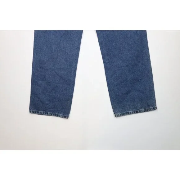 Vintage Carhartt Mens 40x30 Faded Spell Out Wide Leg Dungaree Denim Jeans Blue